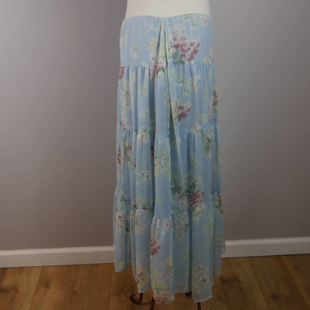 Lauren Ralph Lauren Size 12 Womens Light Blue Floral Tea-Length Skirt EUC - Picture 6 of 12